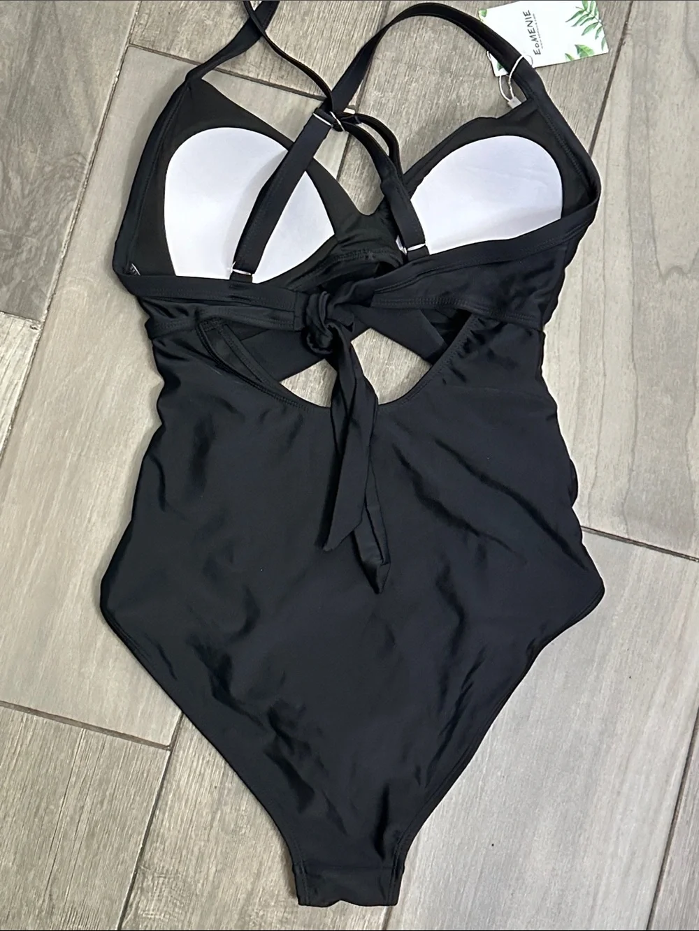 NEW Eomenie Women's One Piece Swimsuit Tummy Control Cutout Wrap Tie Back Medium